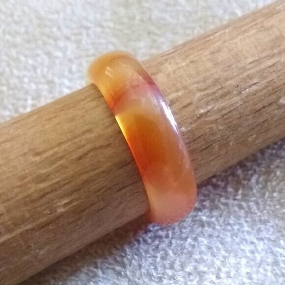 Tropical Juicy Citrus Colors ~ Banded Agate Stone Ring Size 7 ~ Friendship Ring - Picture 2 of 11